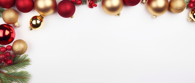 Spruce Frame Adorned with Bells and Baubles Red and Gold Tones
