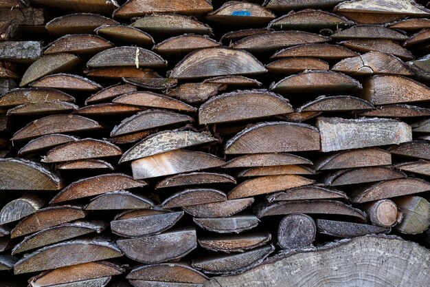 Spruce wood in the background Firewood stack