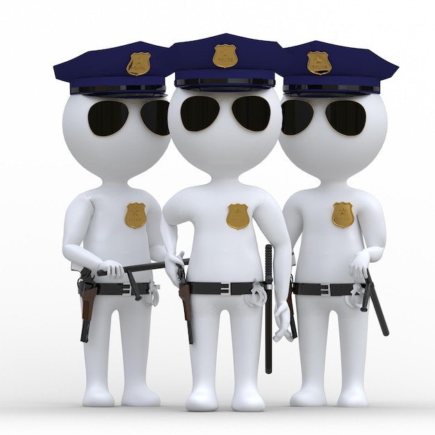 Photo squad a group of uniformed police officers policeman wearing uniform 3d render isolated on white background