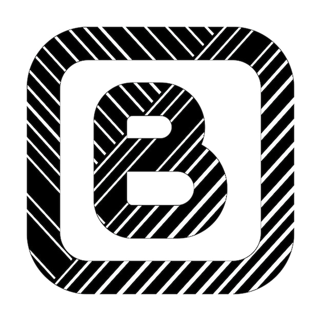 square b icon black white diagonal lines