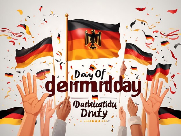 Square Banner illustration of German Unity Day celebration Translation Day of German unity Waving