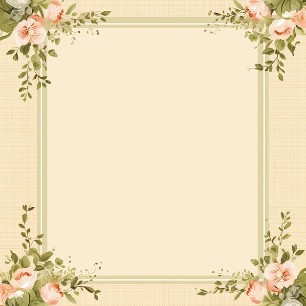 印刷可能なデジタル ペーパー アート文具やグリーティング カードのイラストのアイデアのための正方形の空白のビンテージ花柄紙の背景