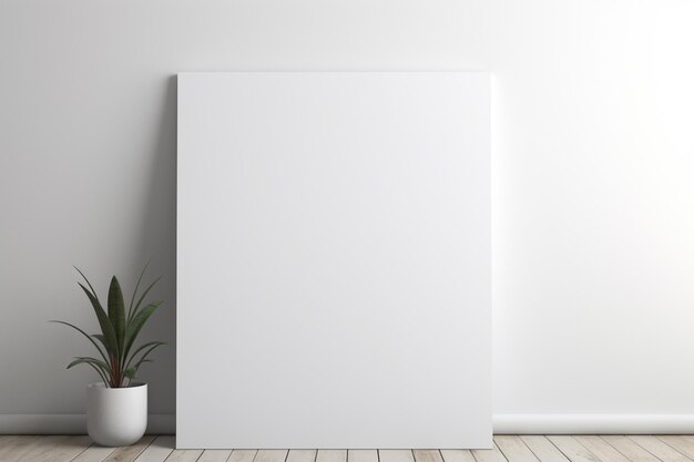 Photo a square blank white mockup in a loft in a small minimalistic home