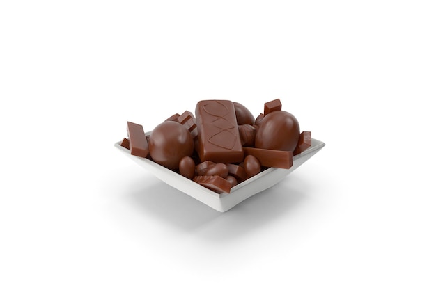 Ciotola quadrata con cioccolatini assortiti