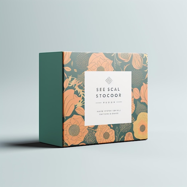 Square box packaging mockup