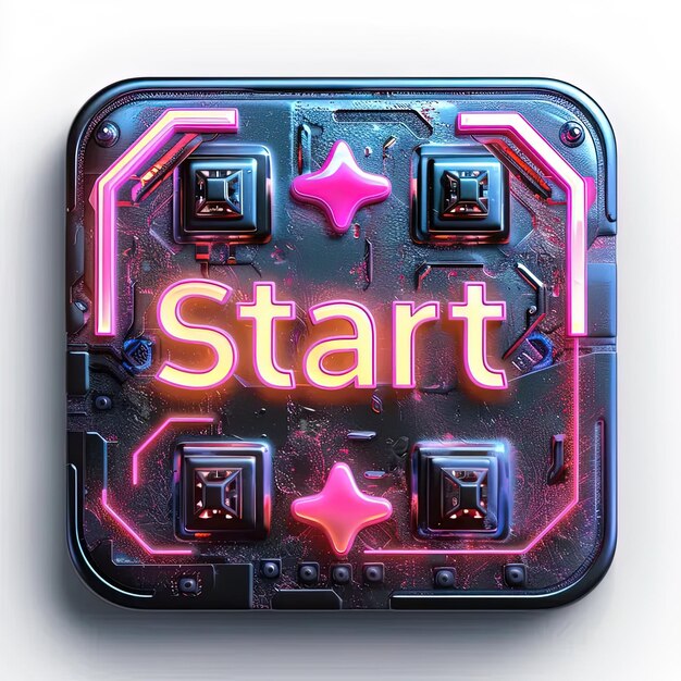 Photo a square button with the word start on it