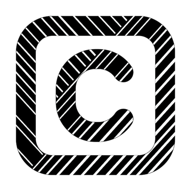 square c icon black white diagonal lines