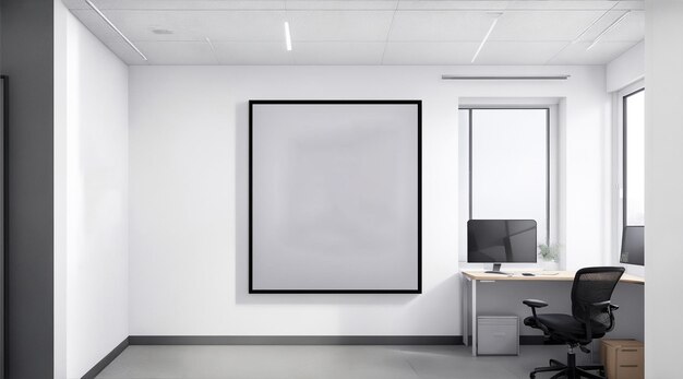 Square canvas framed on office by Generative AI