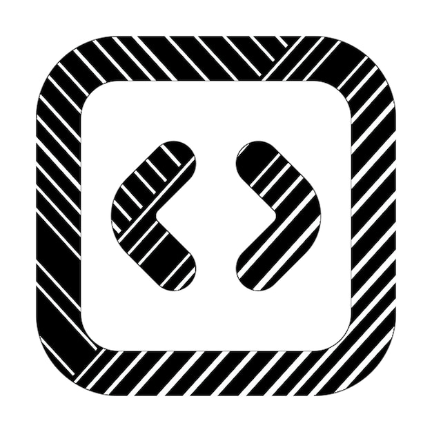 Photo square code icon black white diagonal lines