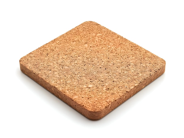 Square cork coaster isolated white background High resolution