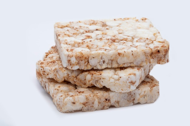 Square Crusty Bread On A White Background.