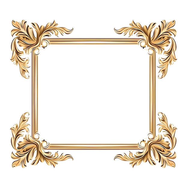 square Decorative Ornamental Frame Antique Elegant Retro Royal Luxury Gold and white