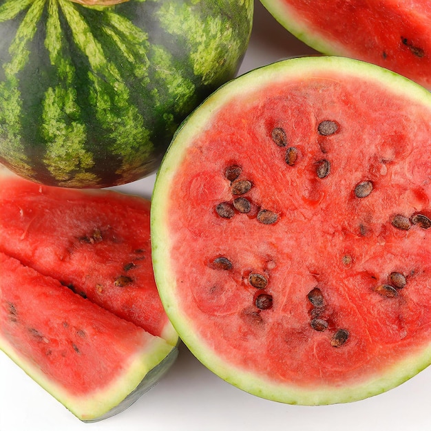 Photo square delight collage of ripe watermelon fruits in square format top view