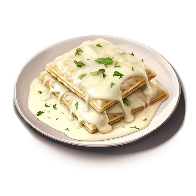 Photo square dish of beef and cream cheese ravioli in the style of hyperrealistic