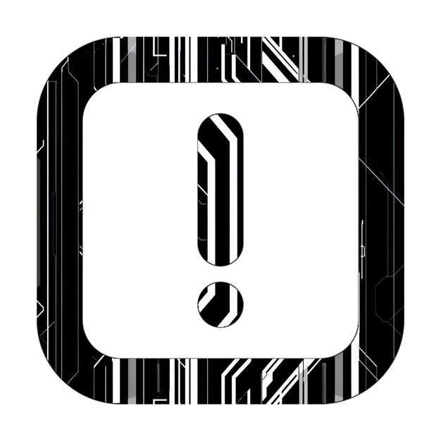 square exclamation icon black white technology texture