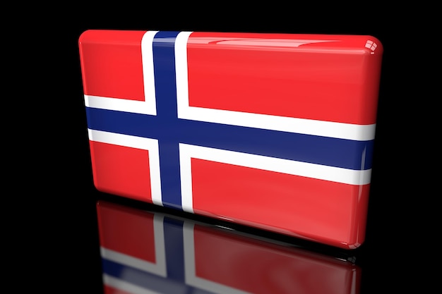 Square flag of Norway 3D illustration on a dark background.