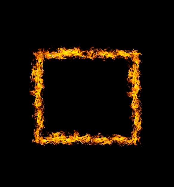 Fiamma quadrata calore sfondo nero