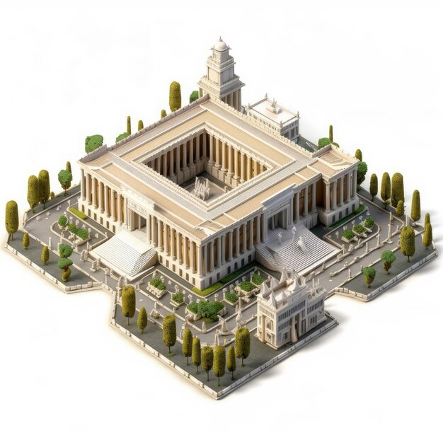 Square form of isometric miniature of Rome isolated on a white background