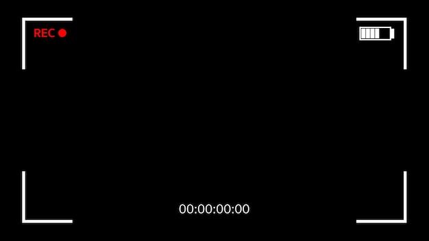 Cornice quadrata facile da usare metraggio alfa dello schermo della fotocamera per la registrazione video con schermo orizzontale registrazione dello schermo della fotocamera animazione video su sfondo nero mirino dell'elemento