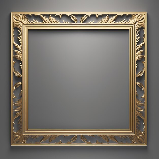 square frame gold picture frame blank empty for background pretty backdrop gray background