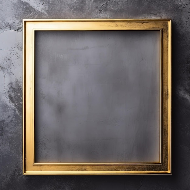 Photo square frame gold picture frame blank empty for background pretty backdrop gray background