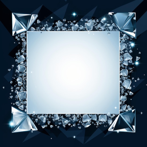 A square frame made of diamonds on a dark blue background