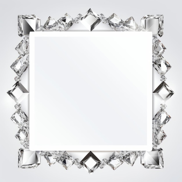 Photo a square frame made of diamonds on a white background