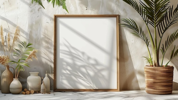 square frame mockup in rustic interior