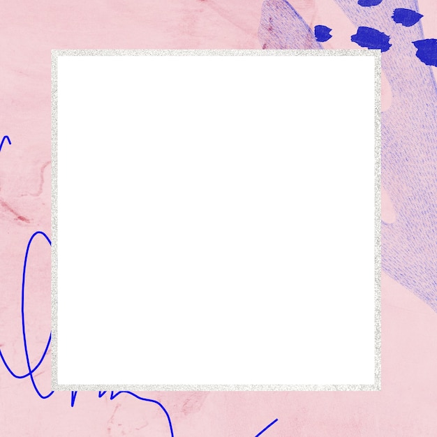 square frame png pink memphis brush stroke transparent background
