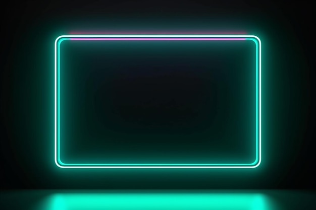 Square frame sign in the shape rectangle picture on a black background Top view futuristic style generative AI
