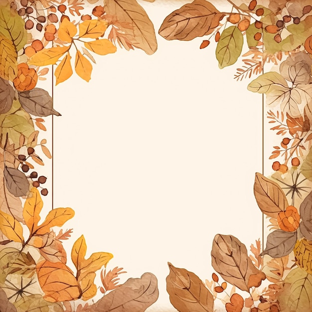 A square frame with autumn leaves on it.