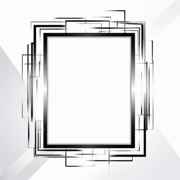 a square frame with black and white lines on a white background