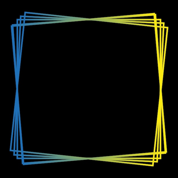 Photo a square frame with blue and yellow lines that say 