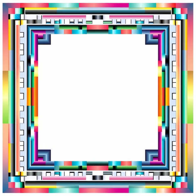 a square frame with colorful squares on a white background