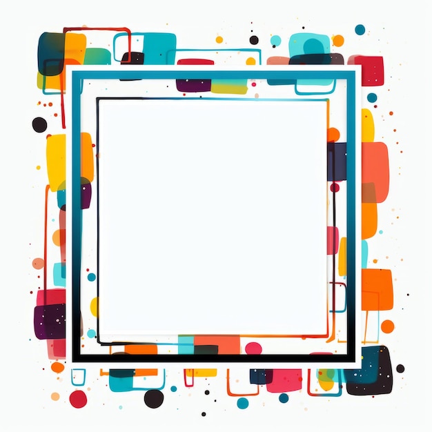 a square frame with colorful squares on a white background