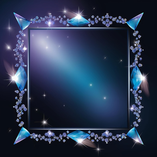 Photo a square frame with diamonds on a black background