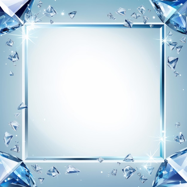 Photo a square frame with diamonds on a blue background