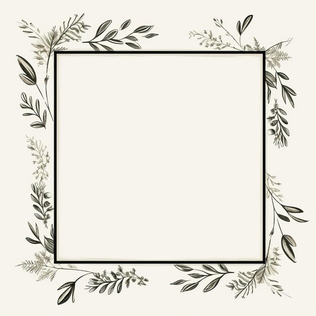 a square frame with flowers and leaves on it