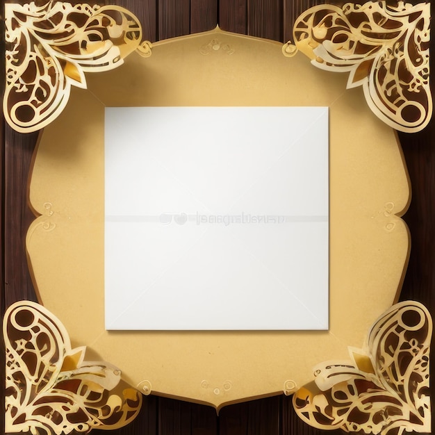 A square frame with a gold border and a gold border.