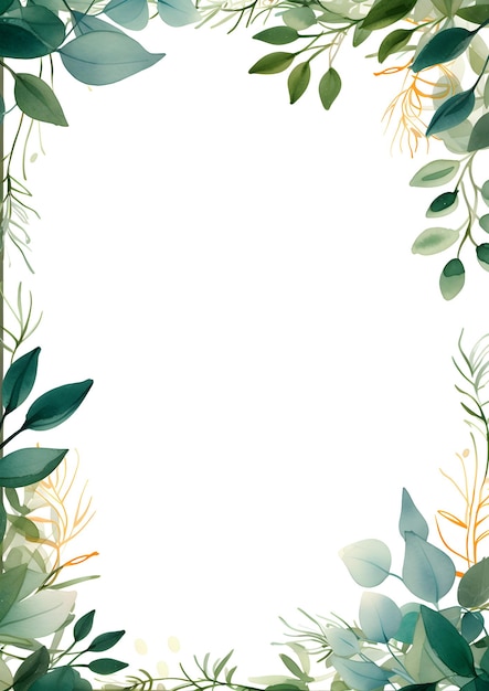 白い背景に緑の葉を持つ正方形のフレーム 抽象的な翡翠色の葉の背景