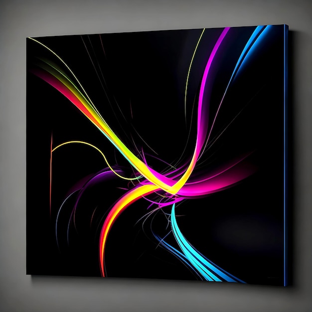 Square frame with neon style isolated on black background