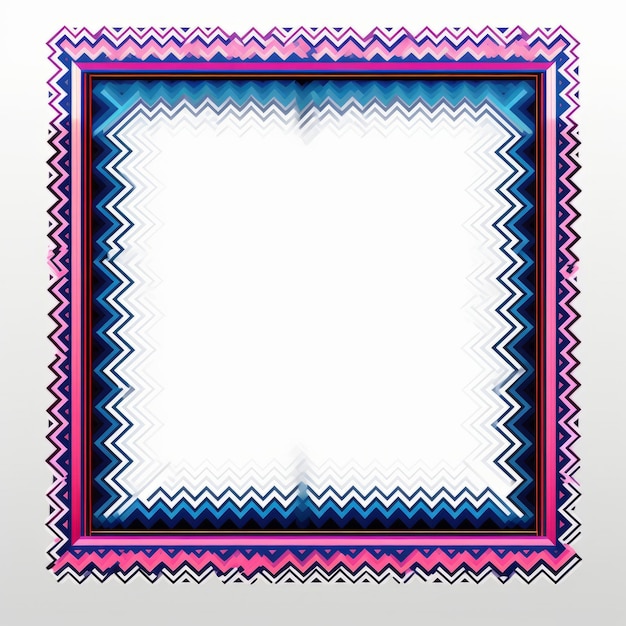 a square frame with pink and blue stripes on it