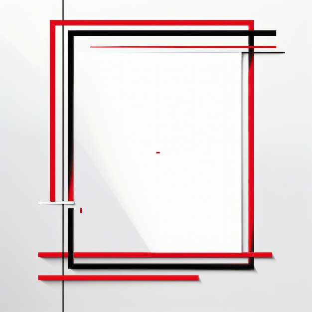 a square frame with red and black lines on it