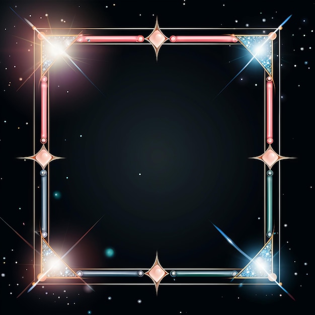 a square frame with stars on a black background