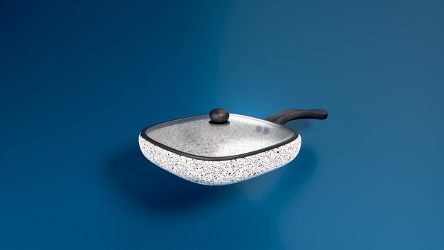 Square frying pan with closed square lid