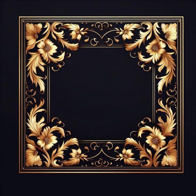 Square golden floral frame design floral frame design golden frame design