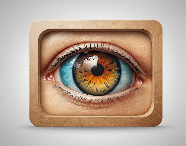 a square icon with an eye