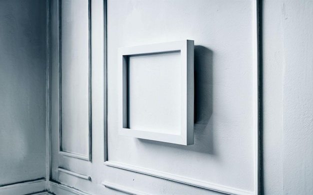 square isolated white picture frame on wall