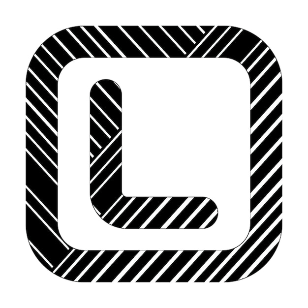 square l icon black white diagonal lines