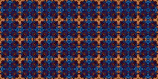 Квадратная мозаика бесшовный узор Калейдоскоп узор золото и синяя горизонтальная текстура